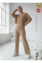 Women's Camel Milk Coffee Knitwear Trousers Single Bottom S-M-L Compatible Flexible One Size