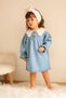 Girl's Seasonal Denim Dress with Lace, Baby Collar and Buttons - K1001-Jlb-069