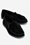 Women's Genuine Leather Loafers Tassel Detailed Black Suede Siena Color-Match Leather Lining