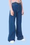 Molino Women's Dark Blue High Waist Lycra Comfortable 90's Wide Leg Denim Pants - 3