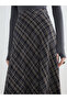 Nevavm Farklı Color Combination Zippered Plaid Flared Skirt - 3