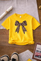 Girl's Leopard Patterned Ribbon Printed 3-Pack Black-White-Yellow Girl's T-Shirt - 3