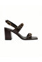 Laris Double Buckle Closed Toe Heeled Sandals Series - Brown Wrinkled - 2