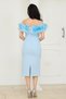Alt Atlas Fabric Top Organza Fabric Rose Detailed Pencil Dress - Baby Blue - 9