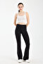 Women's High Waist Gathering Black Spanish Leggings - H5612 - 3