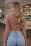 Women's Cinnamon Knitwear Sweater Knitted Patterned Half Turtleneck Long Sleeve Crop Soft Winter - 4