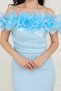 Alt Atlas Fabric Top Organza Fabric Rose Detailed Pencil Dress - Baby Blue - 3