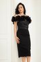 Alt Atlas Fabric Top Organza Fabric Rose Detailed Pencil Dress - Black - 6