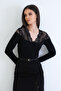 Black Lace-Detail Buttoned Knit Blouse ALC-X15292 - 5