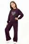 Girl's Stone Decorated Heart Patterned 2-Thread Top and Bottom Set 4-12 Years 12513