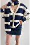 Striped Cardigan Scarf Combination Soft Knitwear - 2