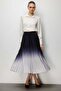 Pleated Color Gradient Midi Skirt