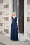 Women's Ornamental Stitching Detailed Waist Tie Gilet Navy Blue - 6