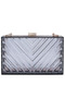 Women Black Transparent Chevron Pattern Clear Clutch Bags - 3