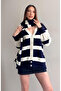 Striped Cardigan Scarf Combination Soft Knitwear