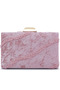 Women Pink Velvet Ribbon Clutch Bag - 3