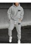 Printed Men's Hooded Sweatshirt Top and Bottom Tracksuit Set