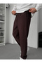Brown Straight Fit Textured Trousers Tw-1011 - 4