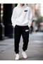 Printed Men's Hooded Sweatshirt Top and Bottom Tracksuit Set