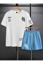 Men's Newyork Printed T-Shirt and Shorts Top and Bottom Set - 2