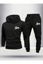 Men's Hooded Sweatshirt Top and Bottom Tracksuit Set Printed - 4