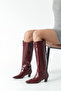 Women's Thick Heel Square Toe Boots Non-Slip Sole Larissa Burgundy - 2