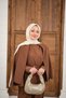 Women's Cape with Zipper on the Back and Belt Detail, Brown - 8