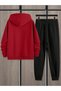 Printed Men's Hooded Sweatshirt Top and Bottom Tracksuit Set - 3