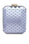 Women Silver Metallic Cut Out Clutch Bag