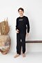 Men's Square Pattern Long Sleeve Father Son Combination Combed Cotton Knitted Pajama Set - 3