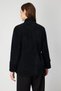 Women's Lace-Up Waist High Collar Black Coat 66721 - 5