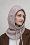 Balaklava Women's Thin Angora Wool Beret with Neck Collar - Lace-Up Hat Balaclava - 2