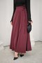 Women's Slit Detail Ribbon Maxi Skirt Burgundy
