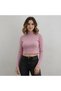 Women's Half Turtleneck Long Sleeve Knitted Crop Pink