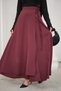 Women's Slit Detail Ribbon Maxi Skirt Burgundy - 9