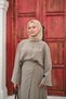 Women's Gold Belt Detail Slim Fit Shirt Suit Stone - 4