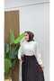 Flocked Tulle Fabric Hijab Skirt with Elastic Waist-1501 - 7