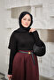 Women's Half Turtleneck Finger-Loop Detail Slimfit Combed Cotton Bodysuit Black - 5