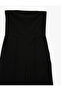Crepe Fabric Pockets, Ribbed Detail, Wide Leg Strapless Jumpsuit - 5