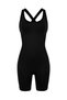 Push up Women's Shorts Jumpsuit – Seamless High Waist Cross Strap Gathering Sports Jumpsuit - Black - 7