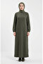 Textured Knitted Fabric Winter Dress 2511-03 Khaki - 4