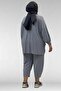 67037 Plus Size Low Sleeve Combed Cotton Trouser Suit - Gray - 7
