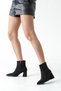 Women's Pointed Toe Thick Heel Zippered Boots Meri Black
