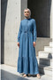 Tencel Fabric Waist Tie Drawstring Denim Dress 2826-02 Blue - 2