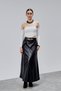 Black Leather Skirt High Waist and Belted Women's Modern Stylish Daily Use - 9