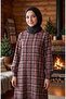 Plaid Patterned Lumberjack Winter Dress 2507-04 Dusty Rose - 3