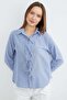 Striped Shirt with Tie Detail on Front and Sleeves - 3