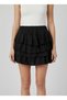 Women's Black Ruffle Detailed Flounce Mini Shorts Skirt Nj81 - 3