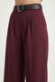 Belt Detailed Woven Palazzo Trousers Lby0044 Bordo - 3