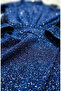 Silvery Feathered Draped Hijab Evening Dress 5705-04 Indigo - 4